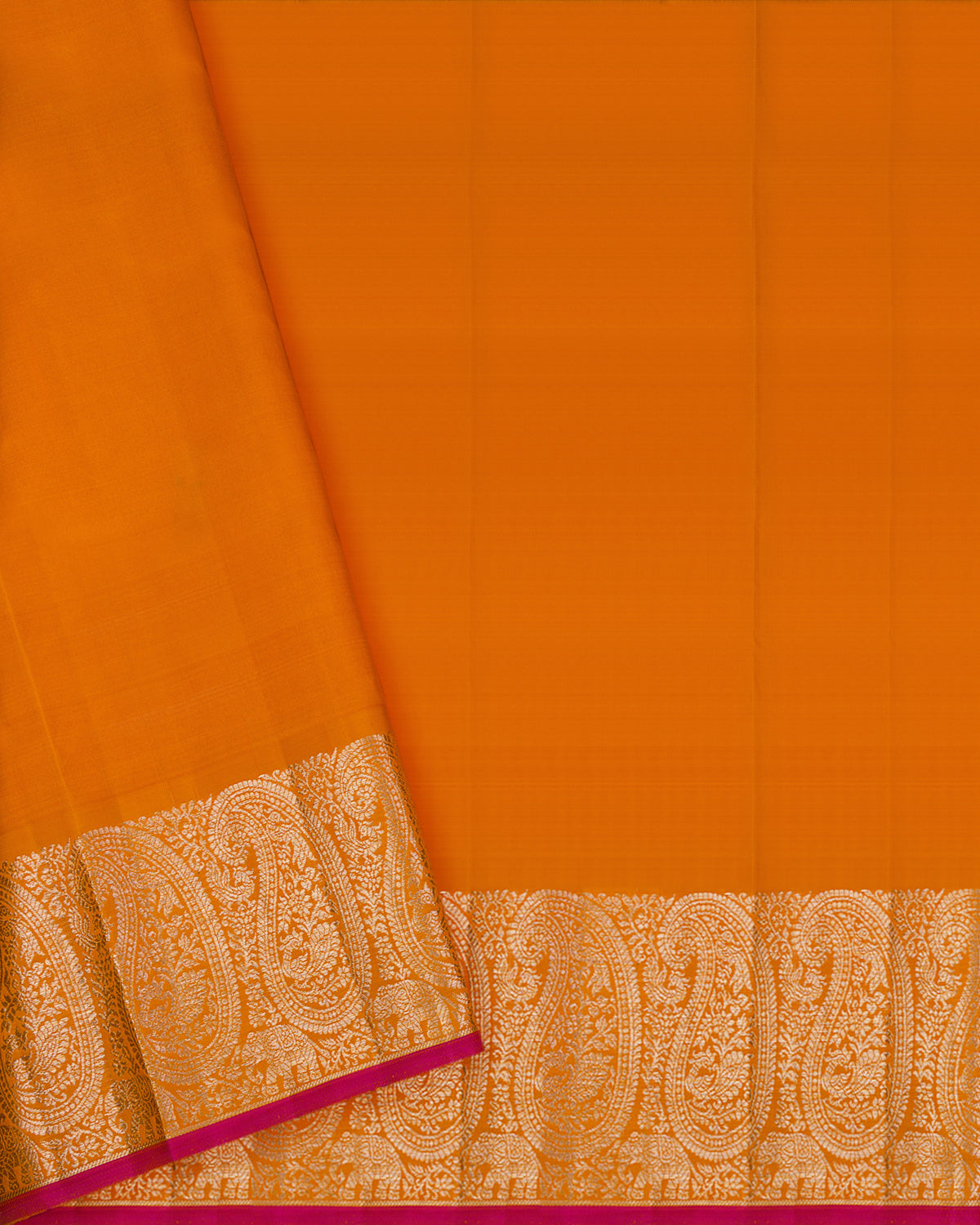 Mint Green And Orange Kanjivaram Silk Saree - S1190(C)