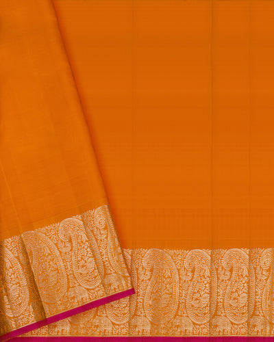 Mint Green And Orange Kanjivaram Silk Saree - S1190(C)