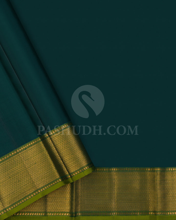 Dark Green And Olive Green Kanjivaram Silk Saree - DJ347(B)