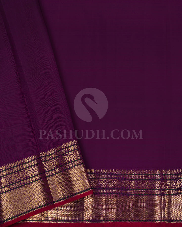 Pear Green And Purple Kanjivaram Silk Saree - S1415(A)