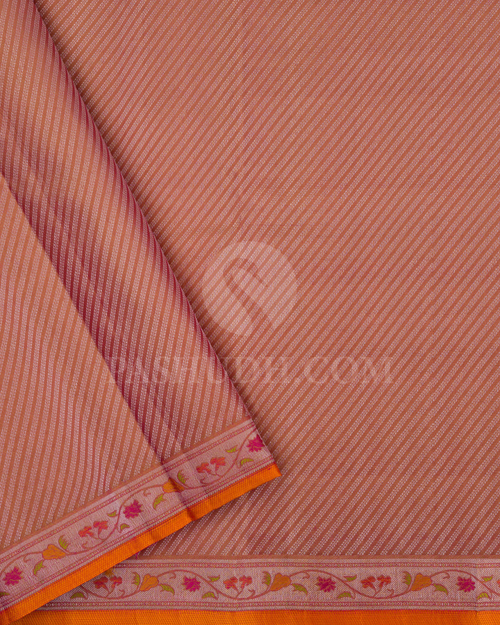 Mulberry Pink and Khaki Kanjivaram Silk Saree - DT300(A)