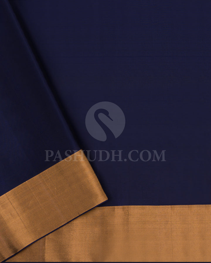 Forest Green and Navy Blue Soft Silk Saree - AC81