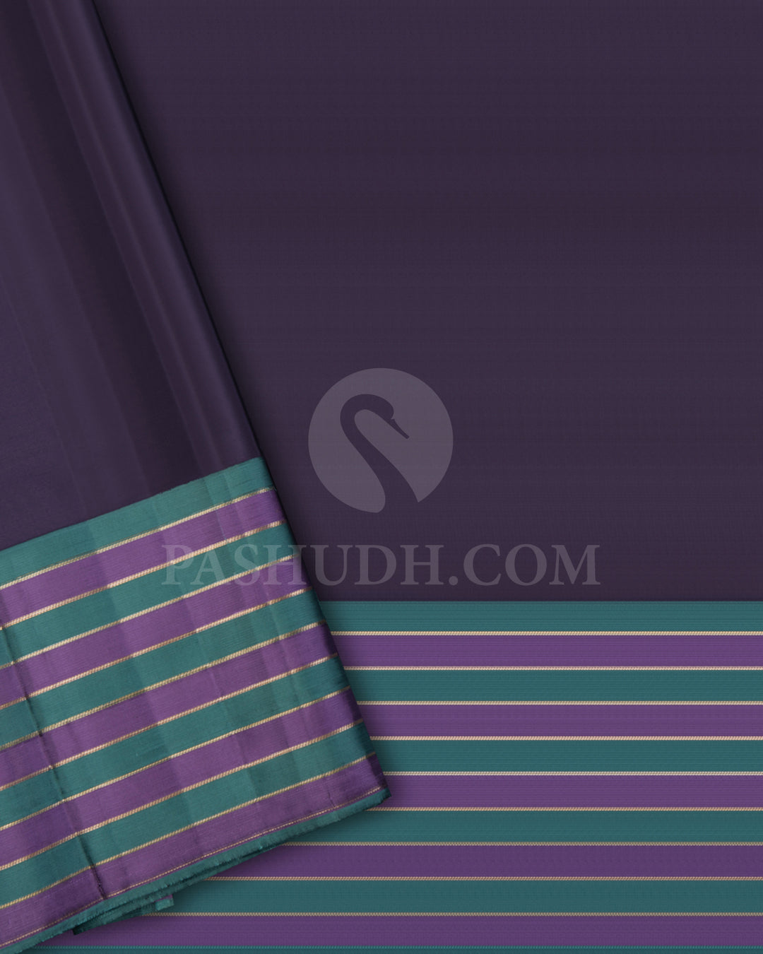 Charcoal Grey, Teal And Lavender Kanjivaram Silk Saree - D607(A)