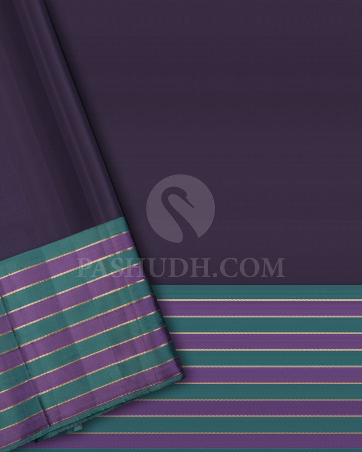 Charcoal Grey, Teal And Lavender Kanjivaram Silk Saree - D607(A)