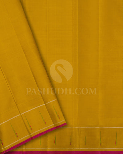 Royal Blue And Mustard Yellow Kanjivaram Silk Saree - S1414(A)