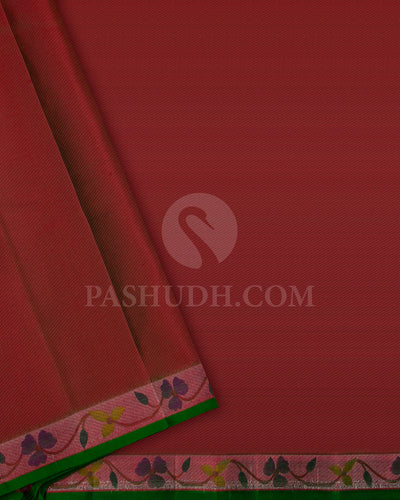 Dark Green And Red Kanjivaram Silk Saree - DJ340(A)