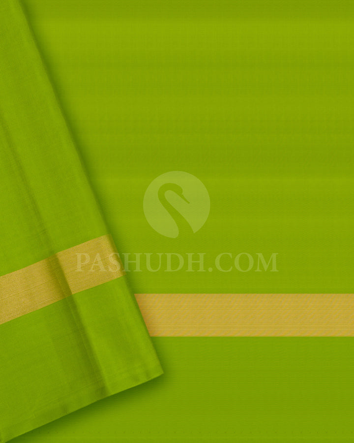 Navy Blue and Parrot Green Soft Silk Saree - AC105