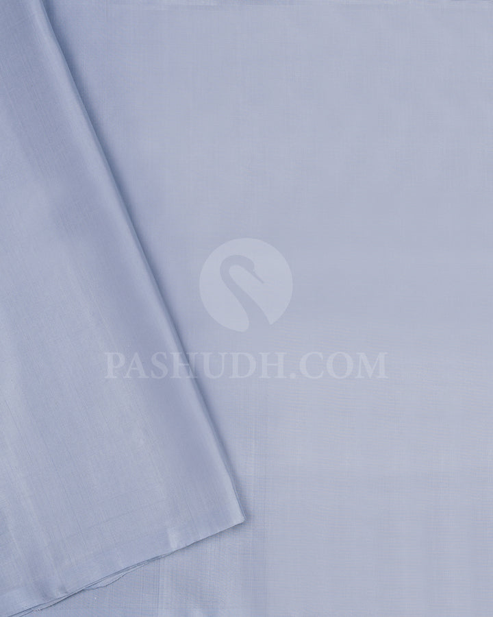 Powder Blue Soft Silk Saree with Rose Gold Zari - AC49