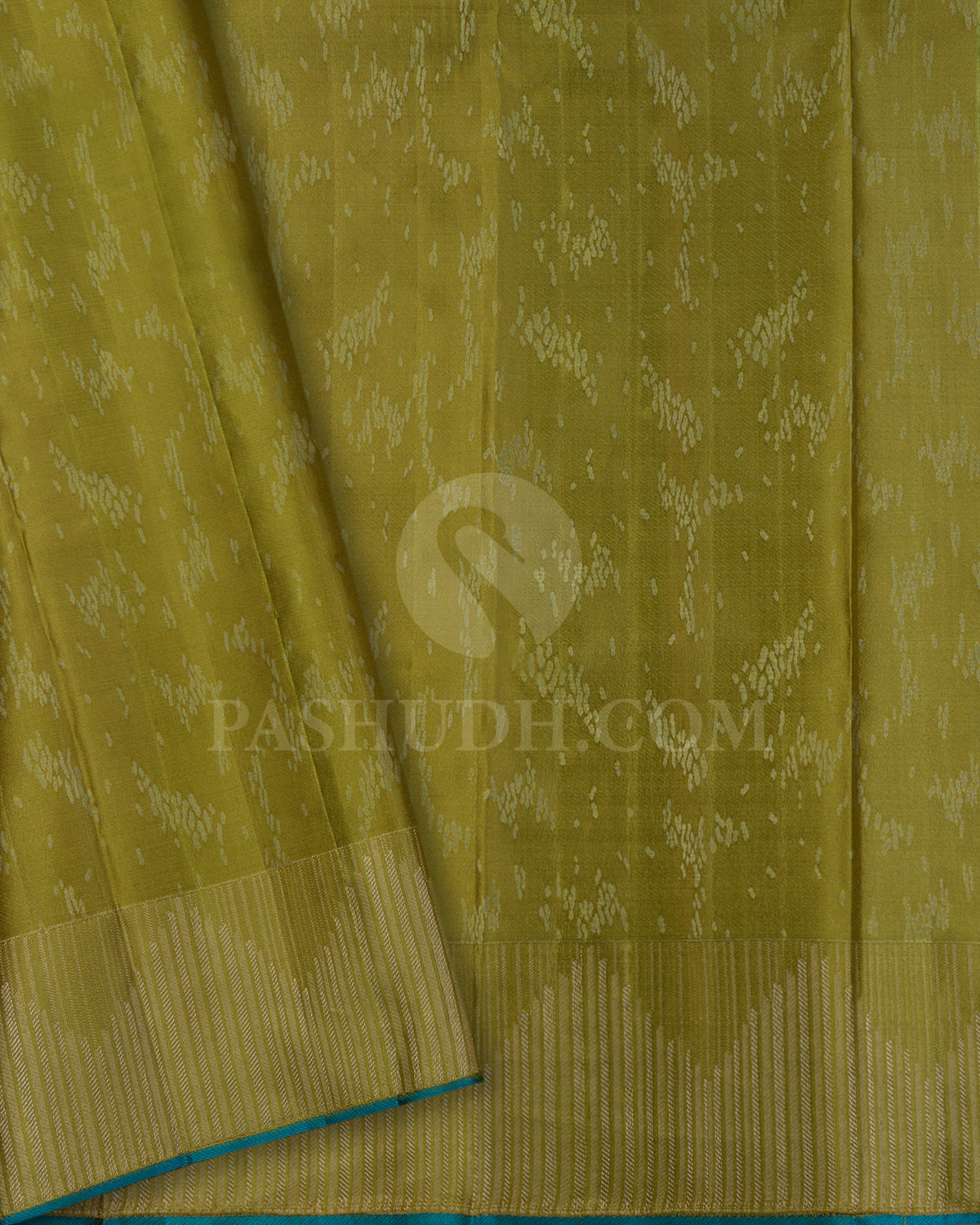 Sky Blue And Mehendi Green Kanjivaram Silk Saree - D612(A)