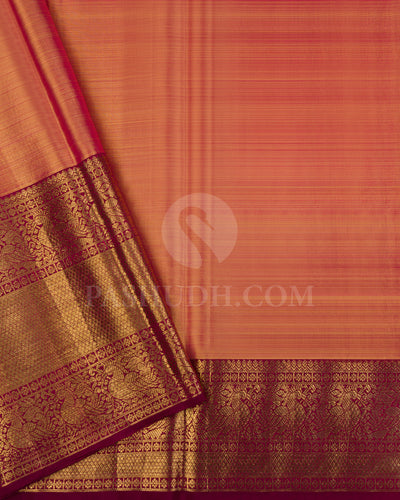 Pink And Aubergine Tissue Kanjivaram Silk Saree - BKB16