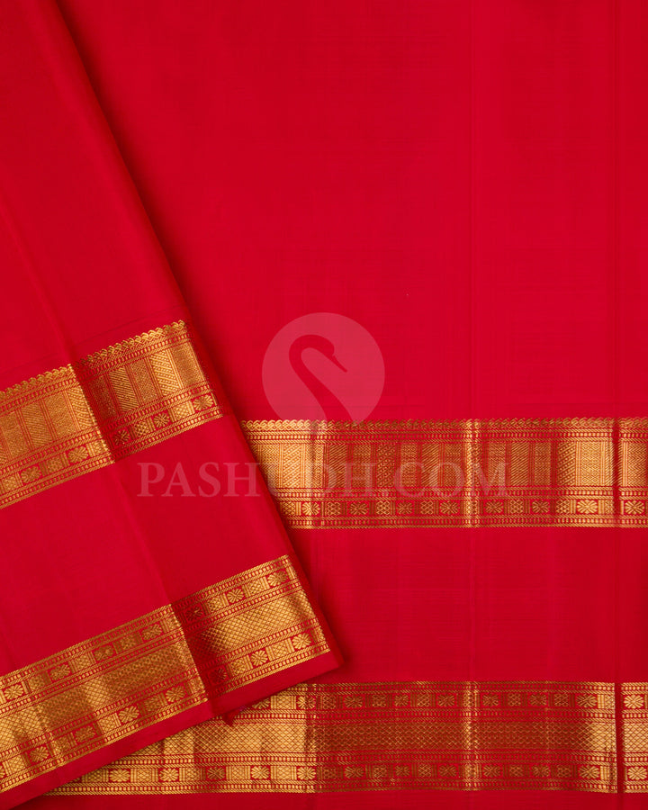 Baby Pink And Red Traditional Kanjivaram Silk Saree - SVJ84