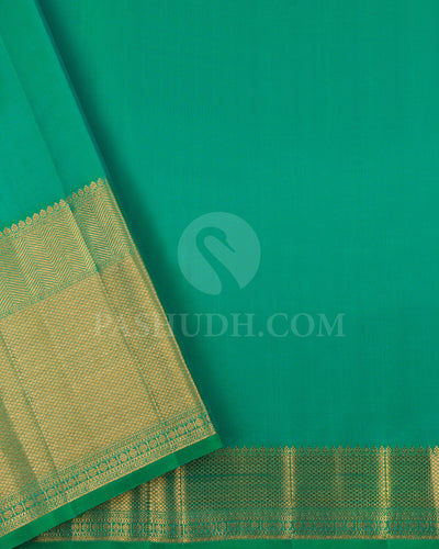 Mango Yellow And Emerald Green Kanjivaram Silk Saree - BKB8