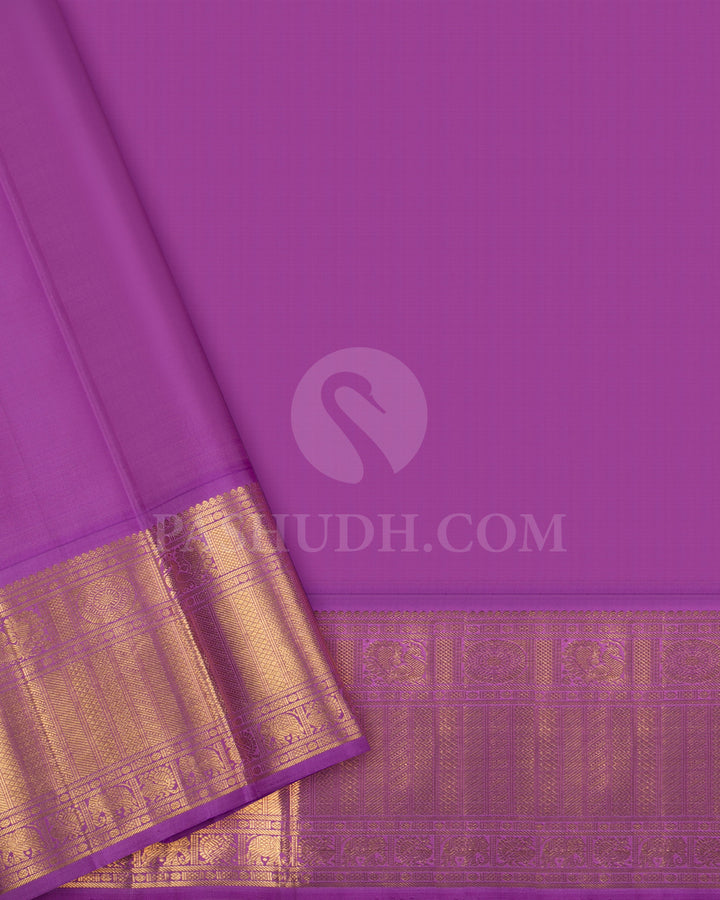 Dark Blue And Lavender Traditional Kanjivaram Silk Saree - SVJ71