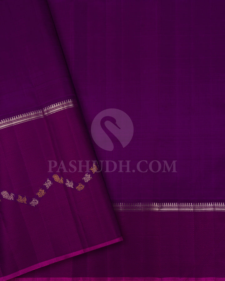 Baby Pink and Purple Kanjivaram Silk Saree - S1395(B)