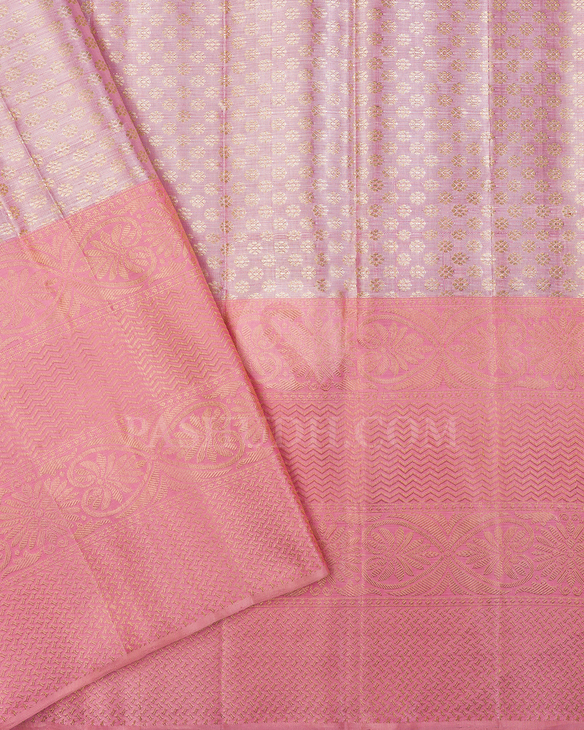 Silver gold And Baby Pink Tissue Kanjivaram Silk Saree - BKB14