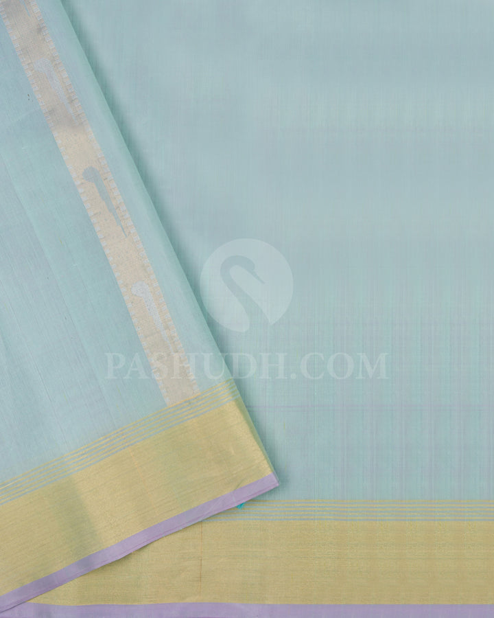 Lilac and Mint Blue Dupion Soft Silk Saree - AC48