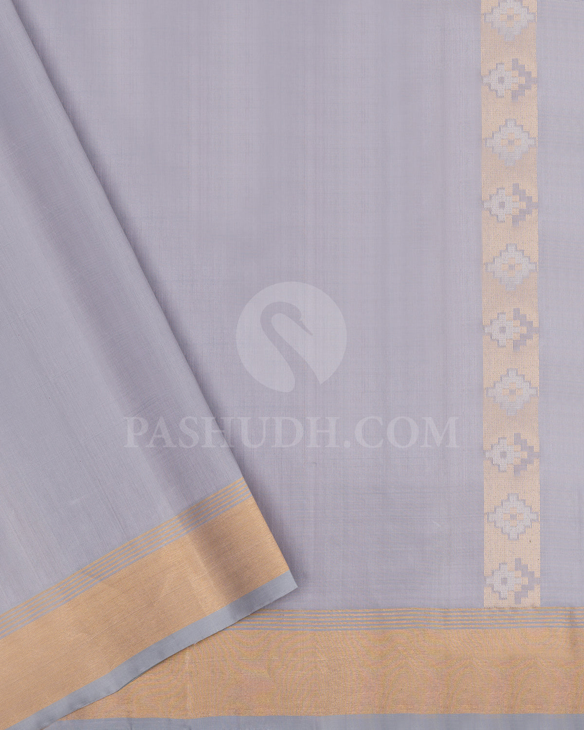 Cyan and Grey Dupion Soft Silk Saree - AC90