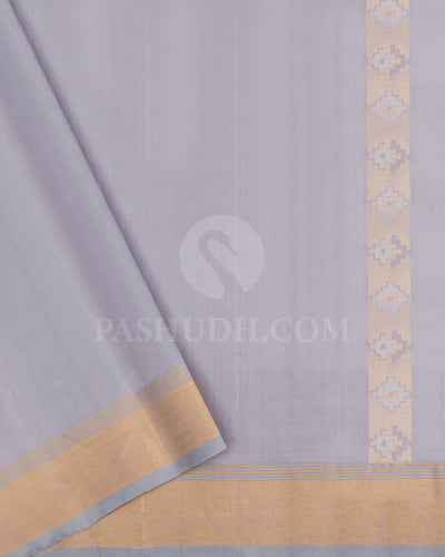 Cyan and Grey Dupion Soft Silk Saree - AC90