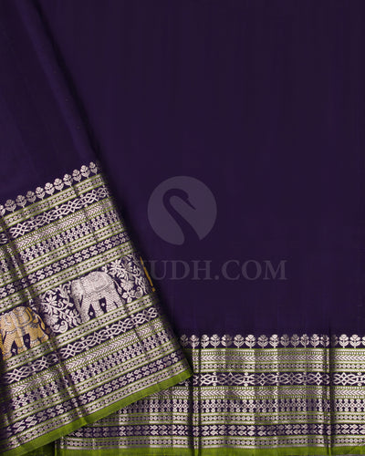 Sapphire Green And Navy Blue Kanjivaram Silk Saree - S1355(A)