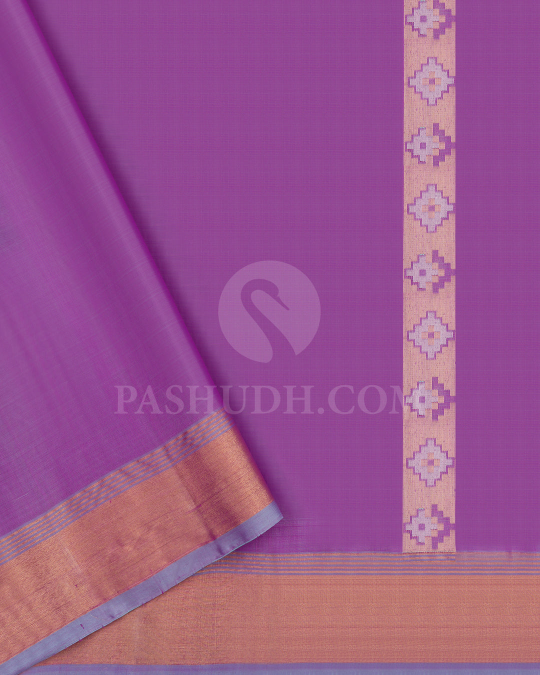 Sky Blue and Lavender Dupion Soft Silk Saree - AC22