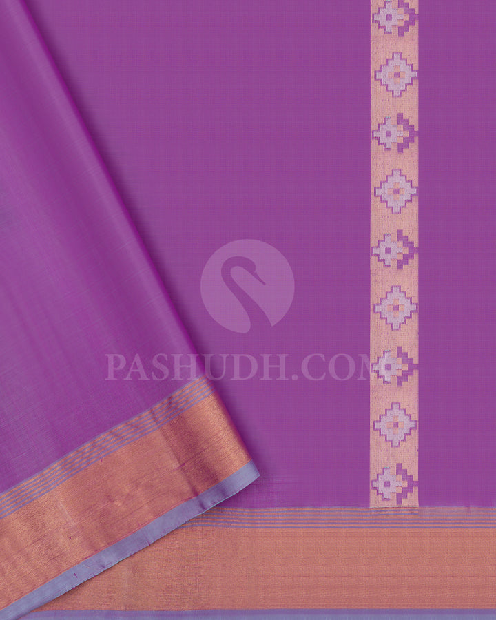 Sky Blue and Lavender Dupion Soft Silk Saree - AC22