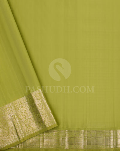 Violet And Pear Green Kanjivaram Silk Saree - S1179(B)