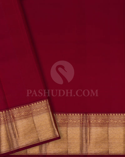 Mango Yellow And Maroon Kanjivara Silk Saree - S1402(A)