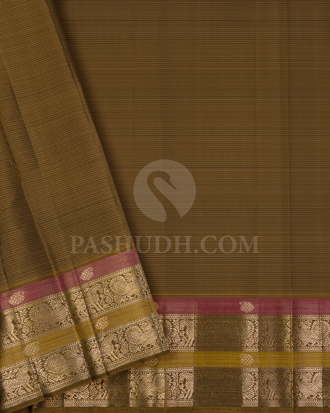 Black and Khaki Kanjivaram Silk Saree - S1056(B)