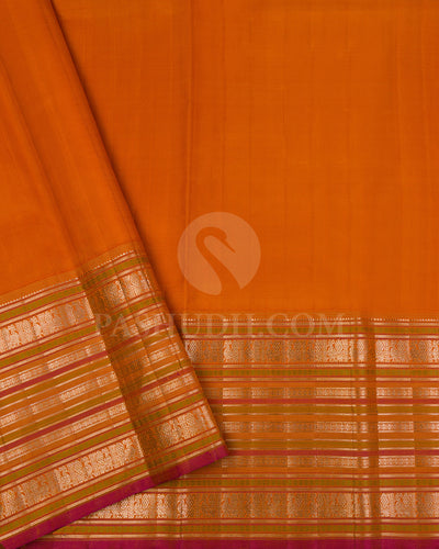 Black And Orange Kanjivaram Silk Saree - S1350(B)