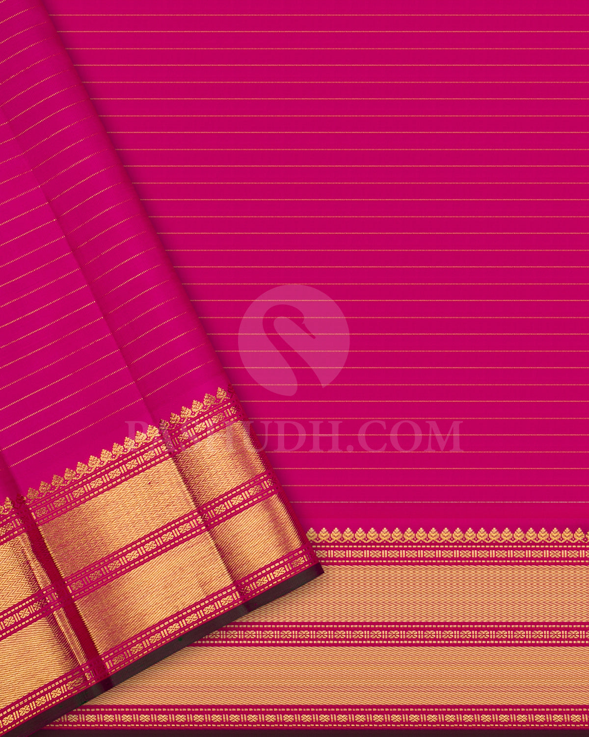 Dual Shaded Rani Pink Traditonal Kanjivaram Silk Saree - SVJ85