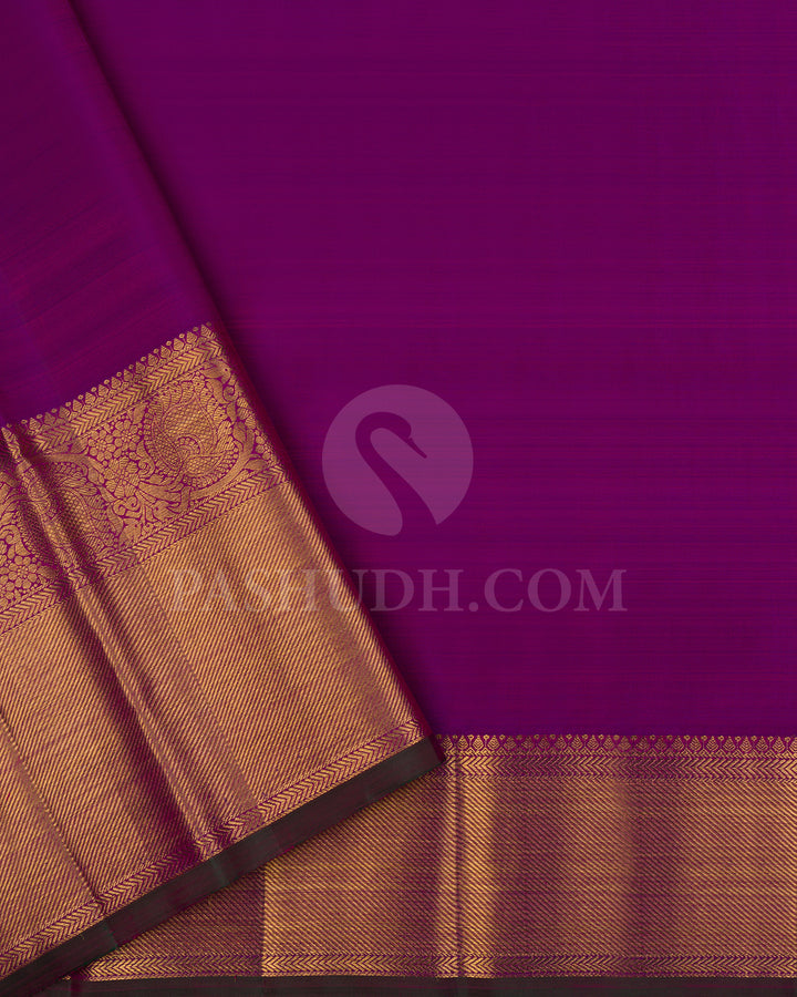 Dual Shaded Pink And Violet Kanjivaram Silk Saree - BKB10
