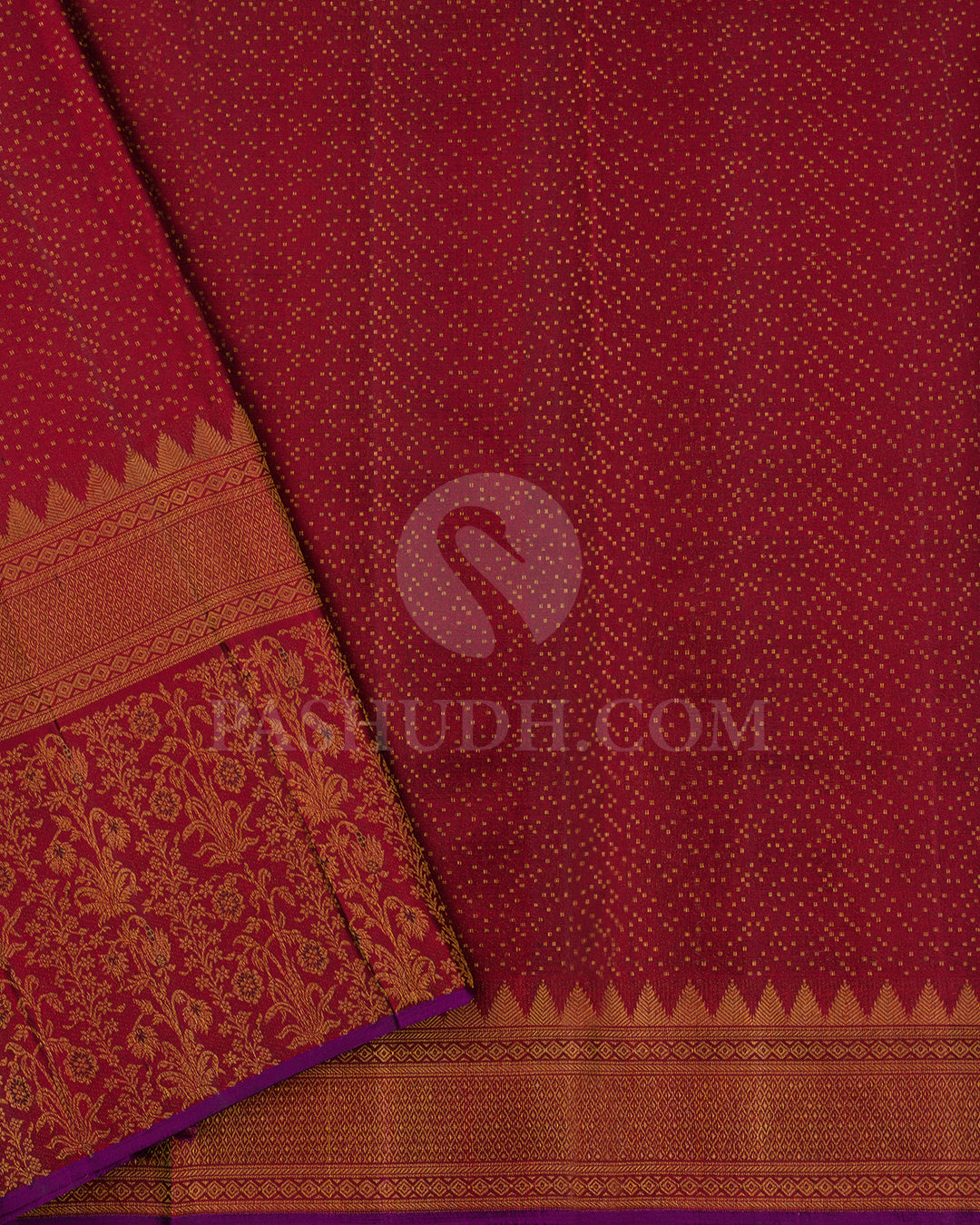 Dark Green And Maroon Kanjivaram Silk Saree - DJ321( C )