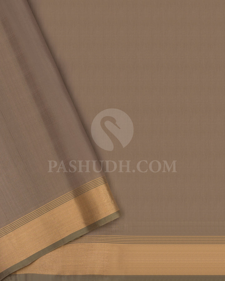 Teal and Greige Dupion Soft Silk Saree - AC45