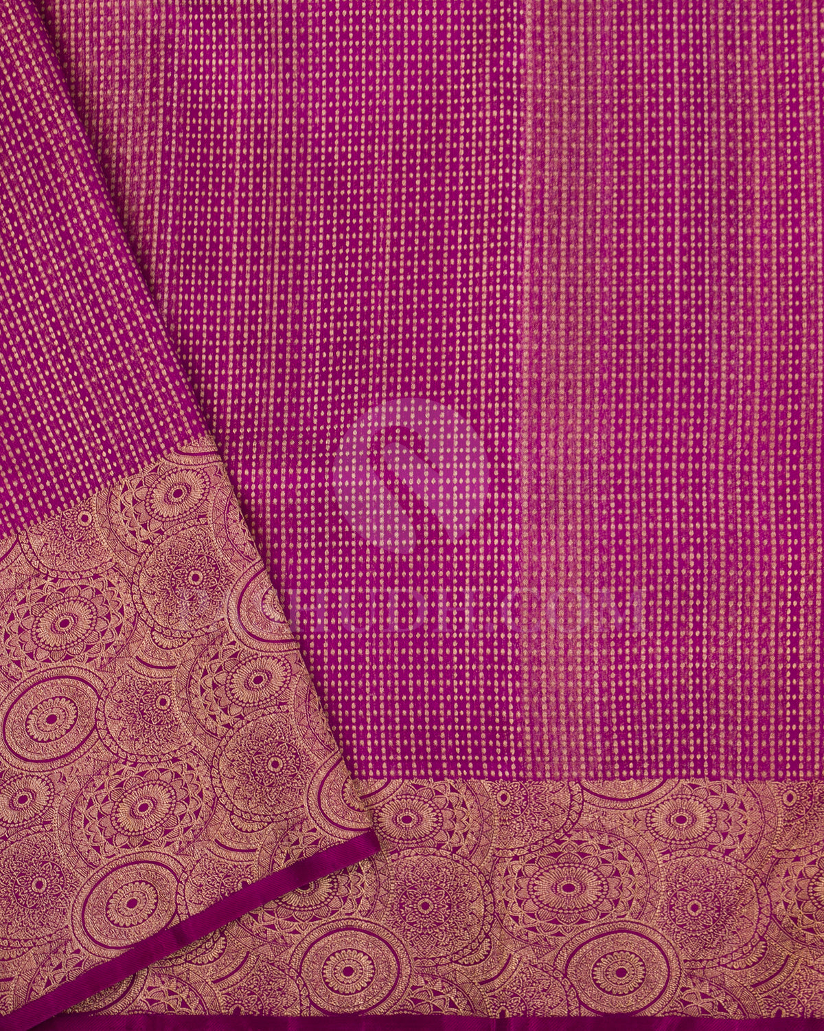 Gold And Violet Shimmer Organza Kanjivaram Silk Saree - S1373(A)