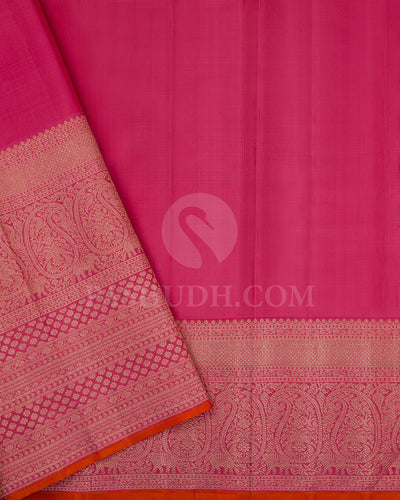 Parrot Green And Watermelon Pink Kanjivaram Silk Saree - S1372(A)