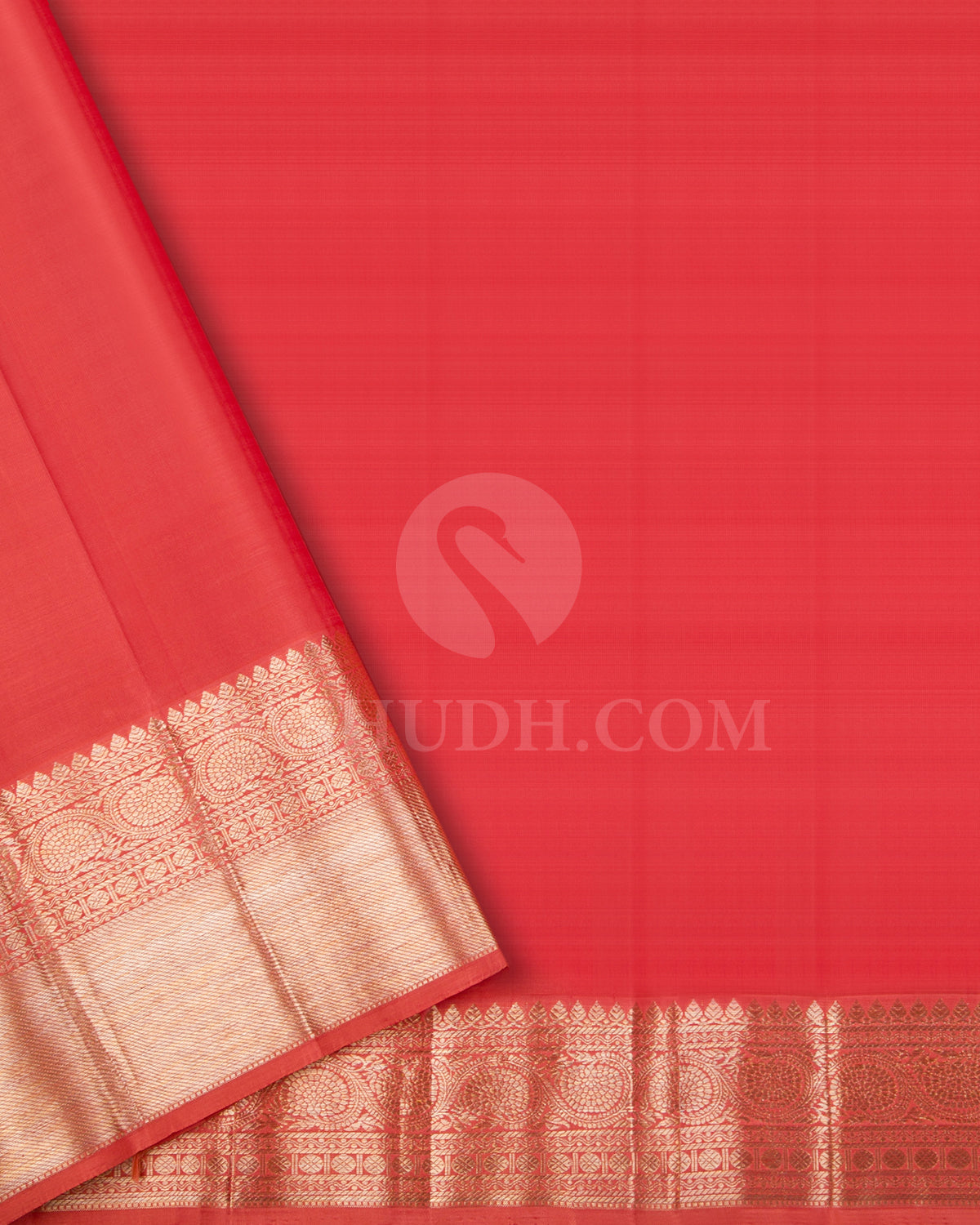 Pastel Teal, Blue And Rust Orange Kanjivaram Silk Saree - S1093( C )