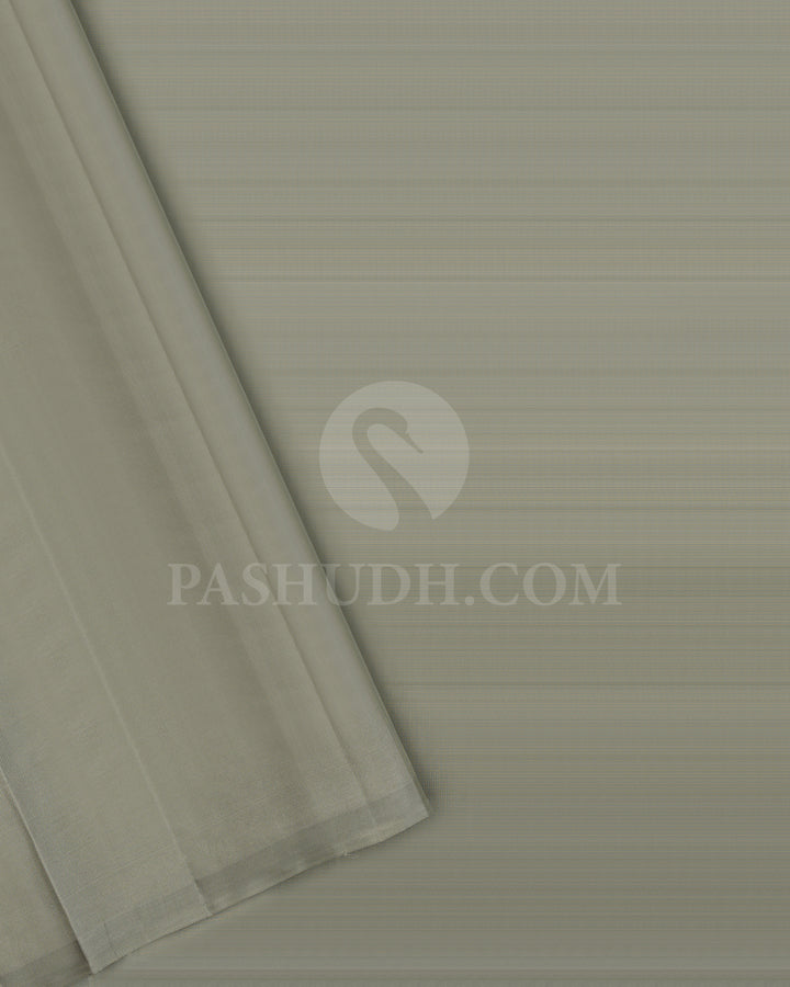Cyan Borderless Kanjivaram Silk Saree - BKF1