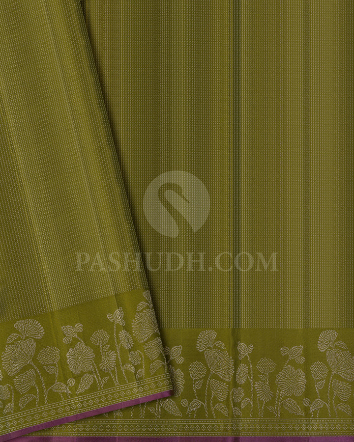 Sky Blue And Pear Green Shimmer Kanjivaram Silk Saree - DJ350(B)