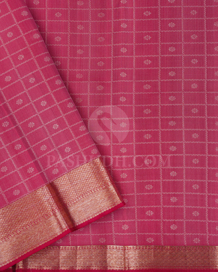 Mild Rose Pink Kanjivaram Silk Saree - DT279(B)