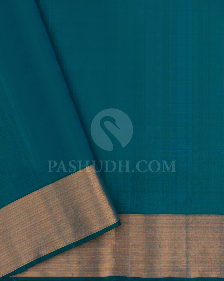 Orange Shot Pink and Peacock Blue Soft Silk Saree - AC18