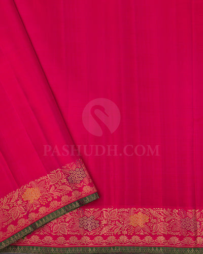 Pastel Brown and Rani Pink Pure Zari Kanjivaram Silk Saree - P166(A)