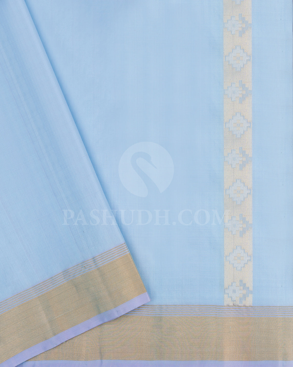 Grey, Lavender, Sky Blue Dupion Soft Silk Saree - AC72