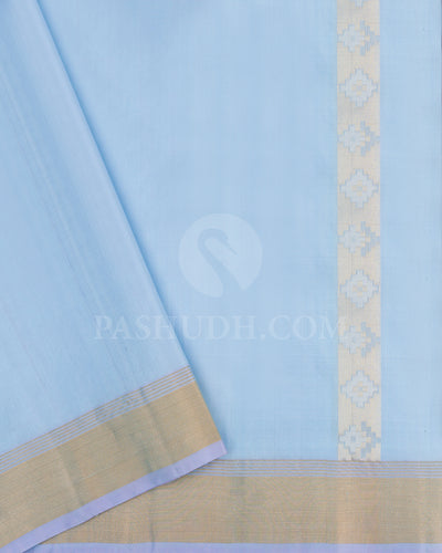 Grey, Lavender, Sky Blue Dupion Soft Silk Saree - AC72