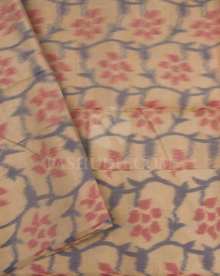 Orange Shot Pink and Khaki Soft Silk Saree - AC34