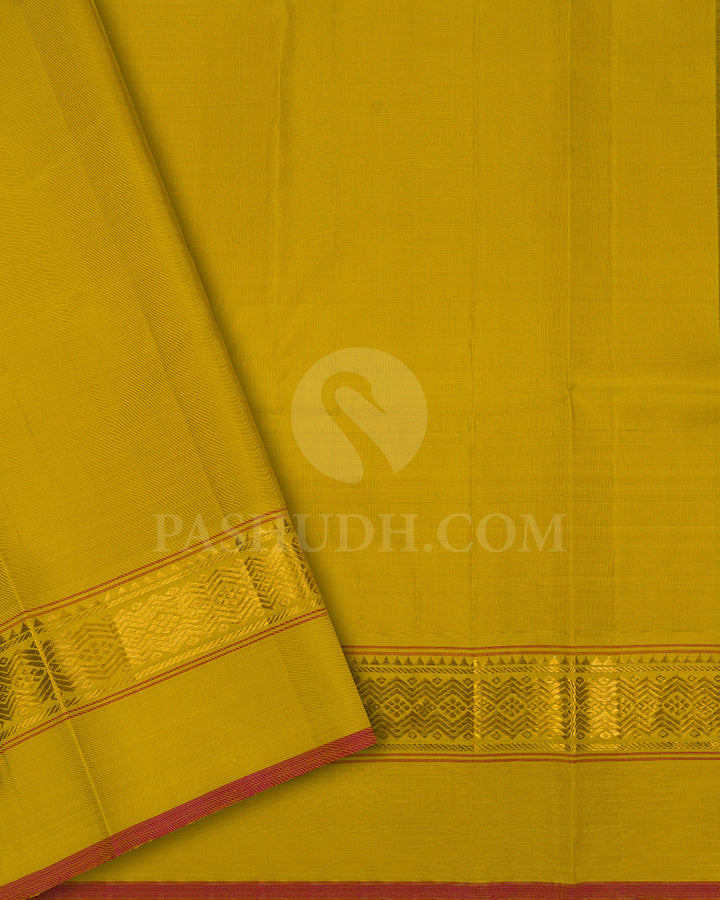Magenta, Violet and Yellow Kanjivaram Silk Saree - BKF27