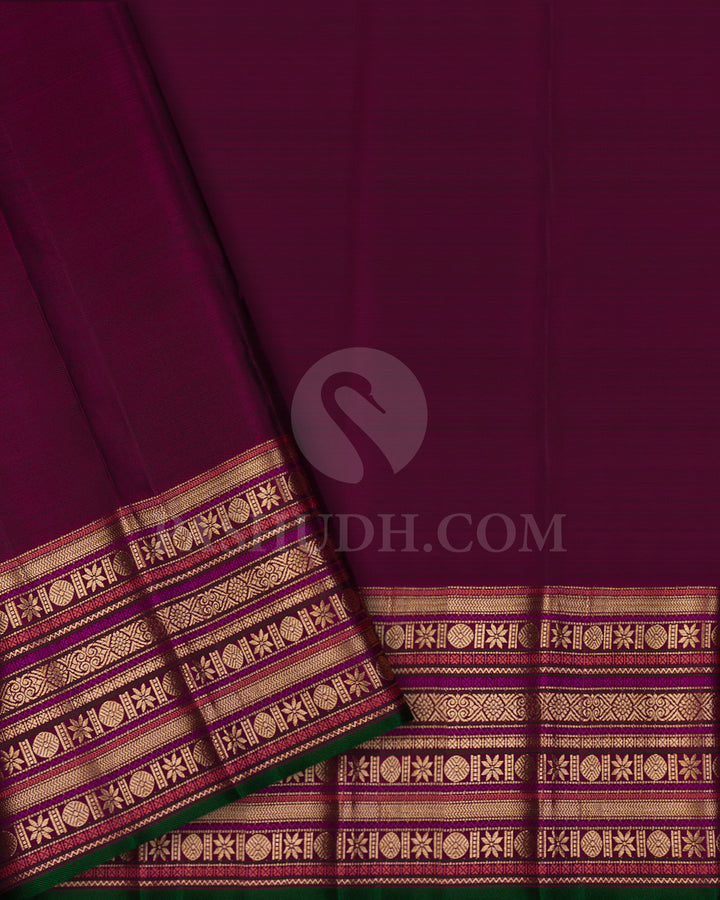 Moss Green And Magenta Kanjivaram Silk Saree - S1062(E)
