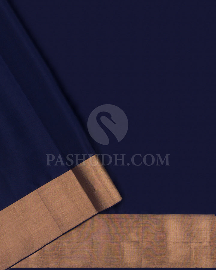Parrot Green and Navy Blue Soft Silk Saree - AC25