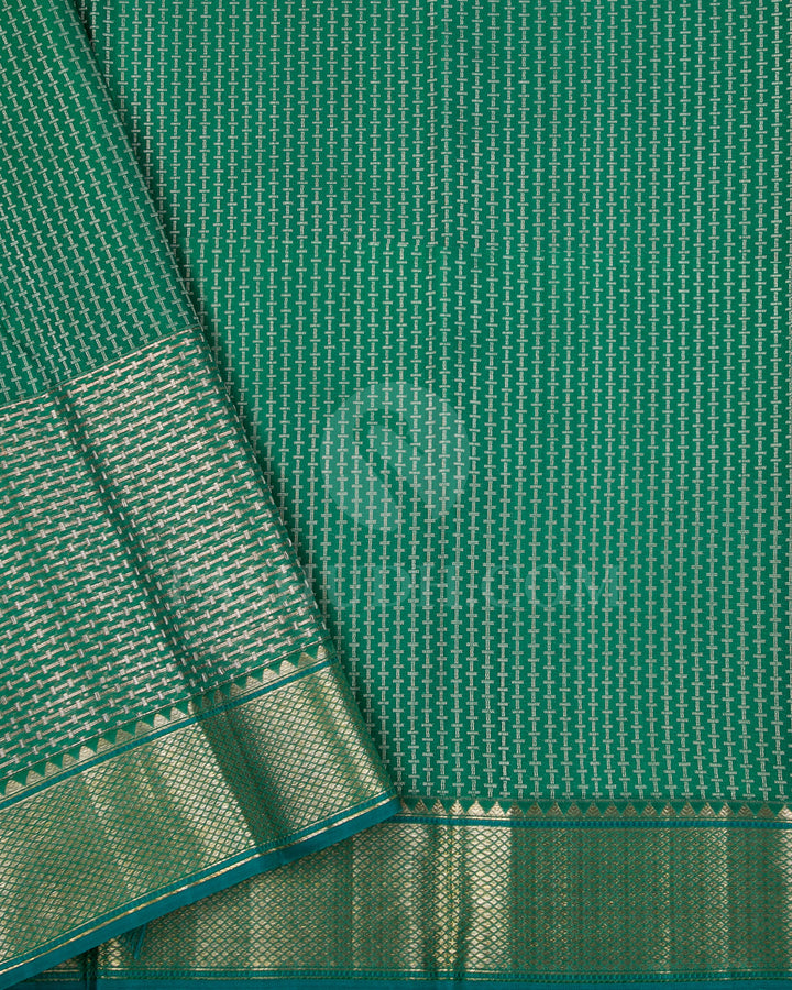 Mild Turquoise Blue And Green Kanjivaram Silk Saree - DT260(D)