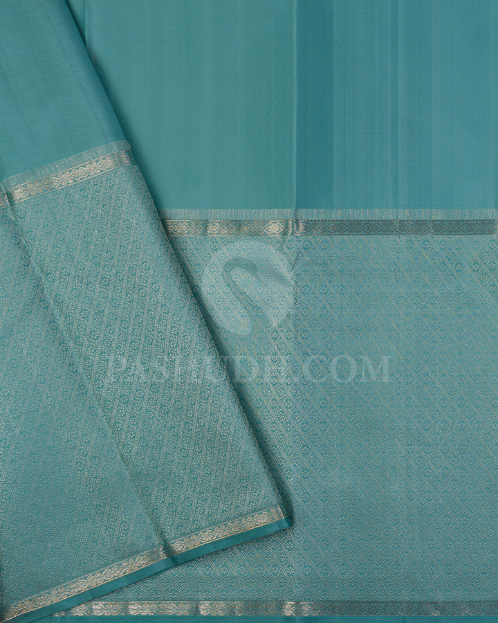 Green, Teal and Sky Blue Kanjivaram Silk Saree - DT257(E)