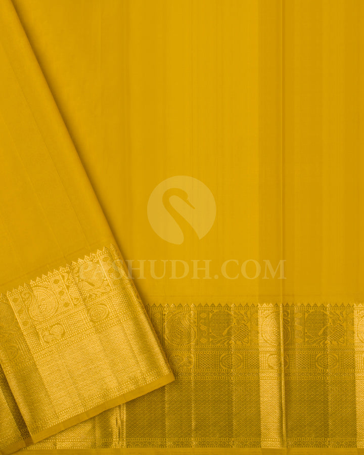 Violet and Mustard Yellow Traditional Kanjivaram Silk Saree - SVJ76
